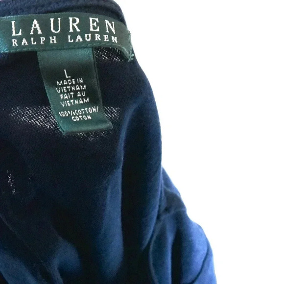 Ralph Lauren || Women's Jersey Knit Long Bell Sleeve Hem Staple Basic Navy Large - Picture 5 of 5